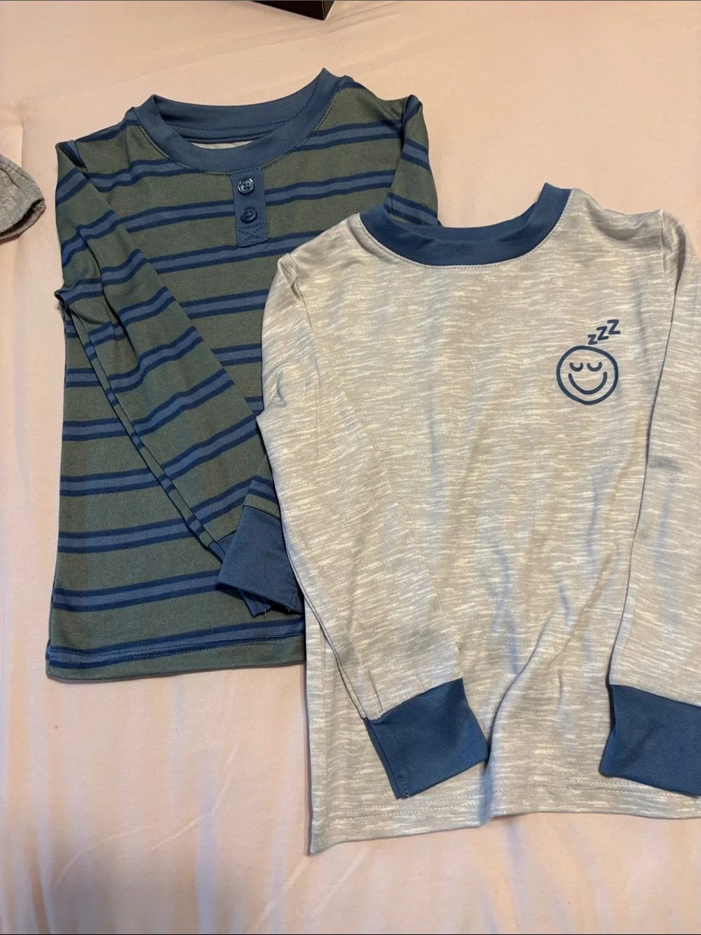 Tahari Boys Blue and Green Long Sleeve Pajama Tops - 2 Pack